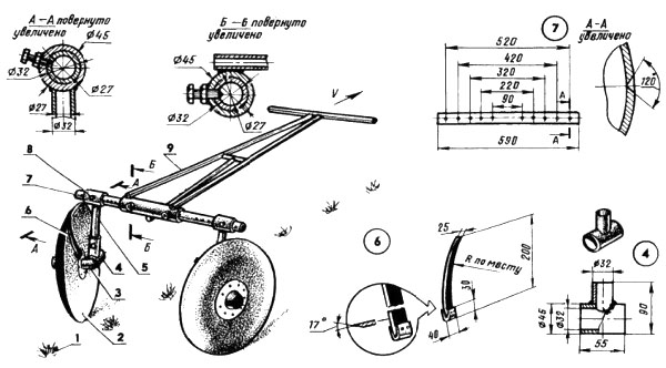 Drawing of disk hiller units