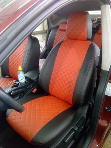 Eco-leather in two colors: red - black, Rhombus pattern. / &quot;Avtochekhly.ru&quot; - online store of car covers 
