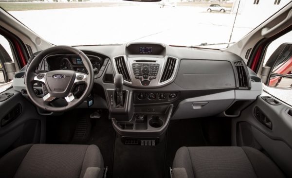 The interior is strongly reminiscent of Ford sedans and crossovers