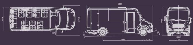Scheme of the Gazelle Next passenger bus